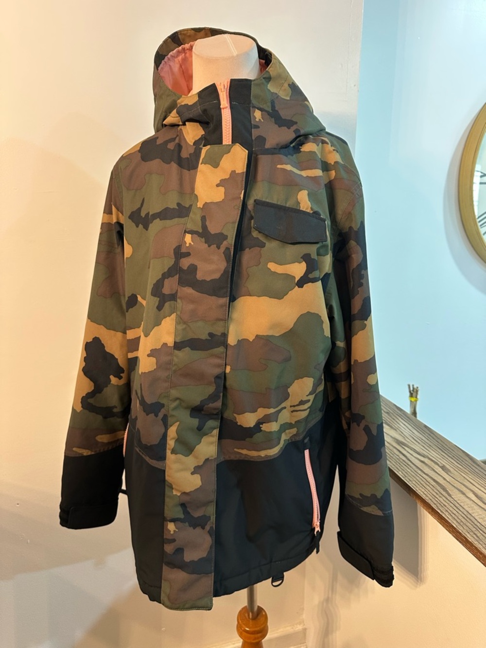 Aperture Kids Camo Raincoat with Pink Trim